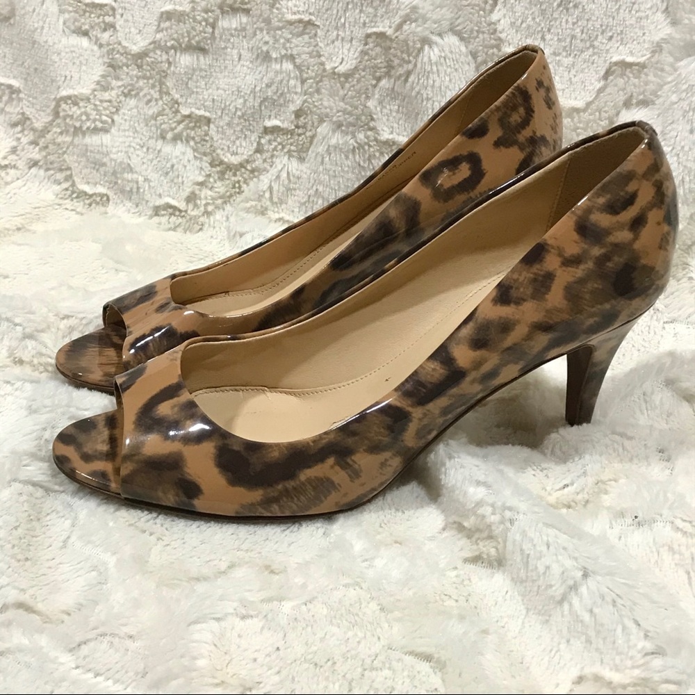 J. Crew Drea Patent Leopard Peep Toe